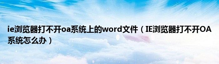 ie浏览器打不开oa系统上的word文件_在google浏览器中打不开网址_ie浏览器打不开oa系统怎么办