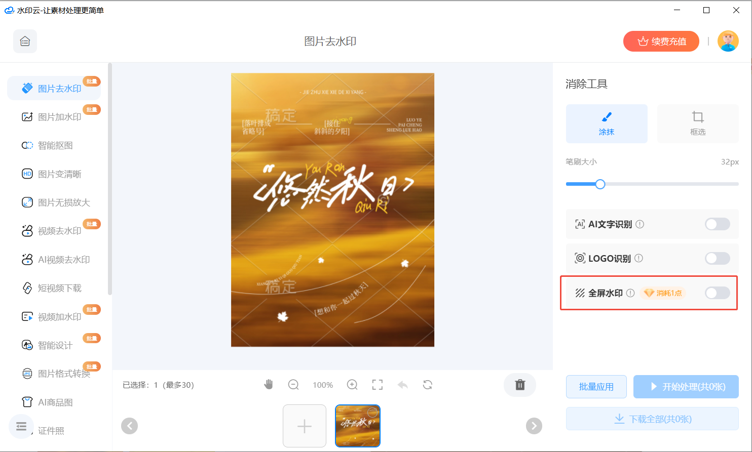 AI图片去水印工具