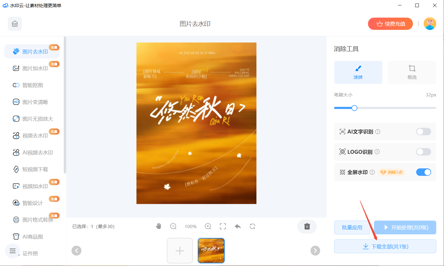AI图片去水印工具