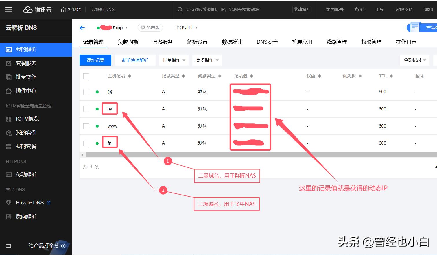 二级域名无法添加ns记录_注册top域名_动态域名解析_群晖ddns设置
