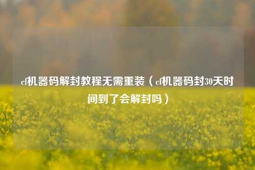 cf机器码解封教程无需重装（cf机器码封30天时间到了会解封吗）