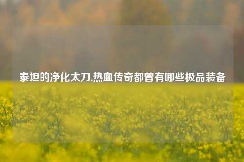 泰坦的净化太刀,热血传奇都曾有哪些极品装备