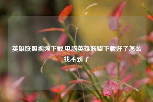 英雄联盟视频下载,电脑英雄联盟下载好了怎么找不到了