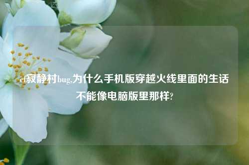 cf寂静村bug,为什么手机版穿越火线里面的生话不能像电脑版里那样?