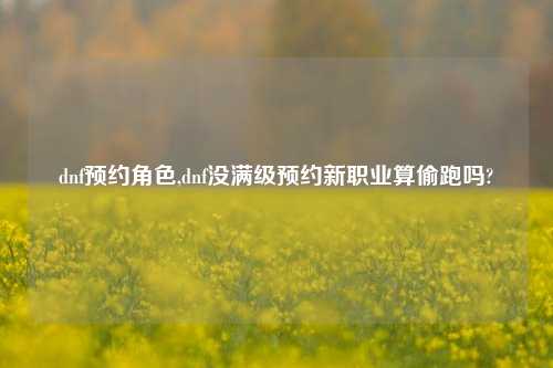 dnf预约角色,dnf没满级预约新职业算偷跑吗?