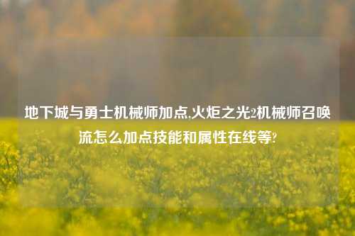 地下城与勇士机械师加点,火炬之光2机械师召唤流怎么加点技能和属性在线等?