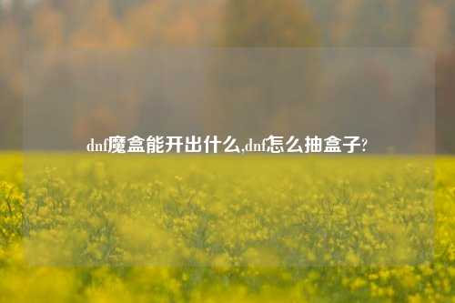 dnf魔盒能开出什么,dnf怎么抽盒子?