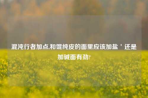 混沌行者加点,和馄纯皮的面里应该加盐＇还是加碱面有劲?