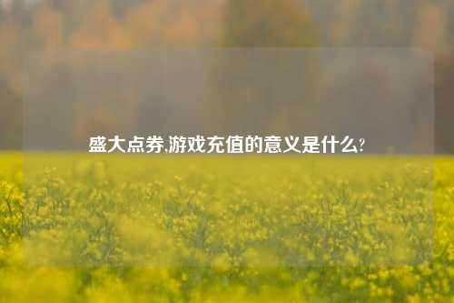 盛大点券,游戏充值的意义是什么?