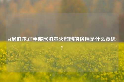 cf尼泊尔,CF手游尼泊尔火麒麟的格挡是什么意思?