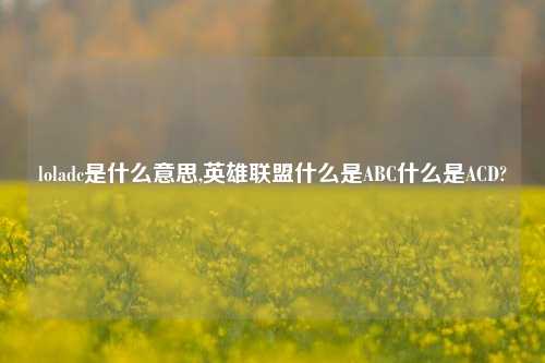 loladc是什么意思,英雄联盟什么是ABC什么是ACD?