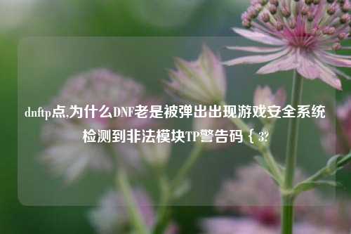 dnftp点,为什么DNF老是被弹出出现游戏安全系统检测到非法模块TP警告码｛3?