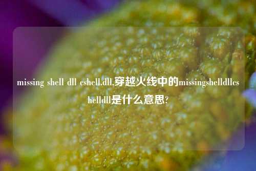 missing shell dll cshell.dll,穿越火线中的missingshelldllcshelldll是什么意思?