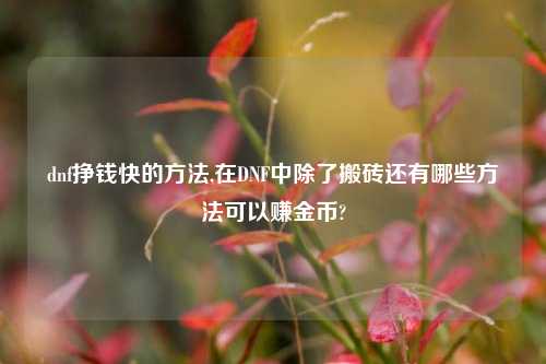 dnf挣钱快的方法,在DNF中除了搬砖还有哪些方法可以赚金币?