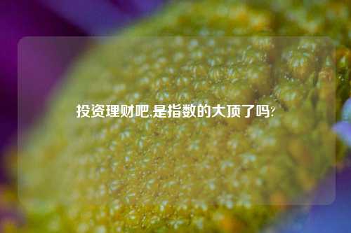 投资理财吧,是指数的大顶了吗?