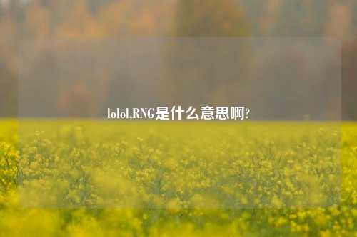 lolol,RNG是什么意思啊?