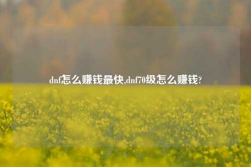 dnf怎么赚钱最快,dnf70级怎么赚钱?