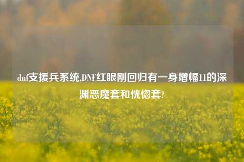 dnf支援兵系统,DNF红眼刚回归有一身增幅11的深渊恶魔套和恍惚套?