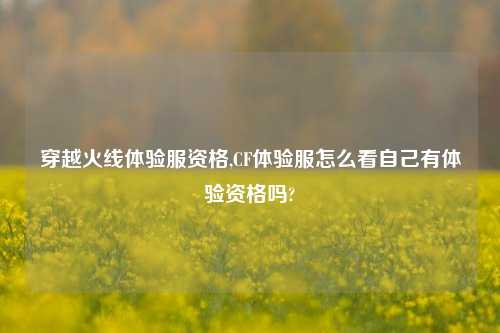 穿越火线体验服资格,CF体验服怎么看自己有体验资格吗?