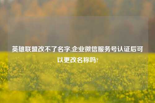 英雄联盟改不了名字,企业微信服务号认证后可以更改名称吗?
