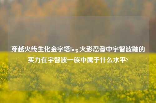 穿越火线生化金字塔bug,火影忍者中宇智波鼬的实力在宇智波一族中属于什么水平?