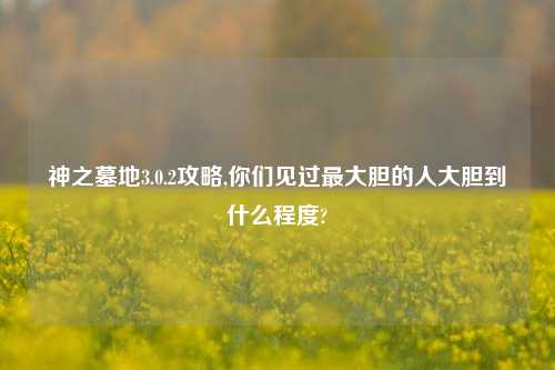 神之墓地3.0.2攻略,你们见过最大胆的人大胆到什么程度?