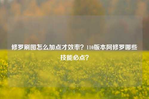 修罗刷图怎么加点才效率？110版本阿修罗哪些技能必点？