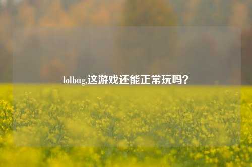 lolbug,这游戏还能正常玩吗？