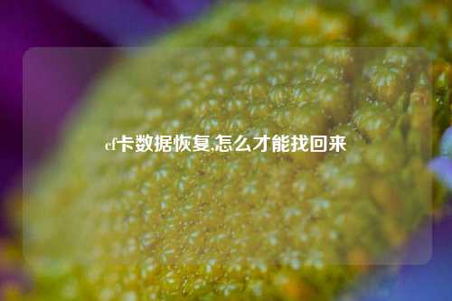 cf卡数据恢复,怎么才能找回来