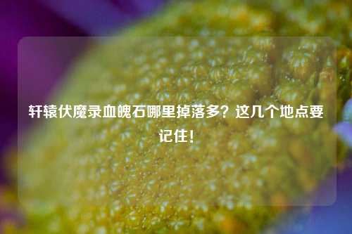 轩辕伏魔录血魄石哪里掉落多？这几个地点要记住！